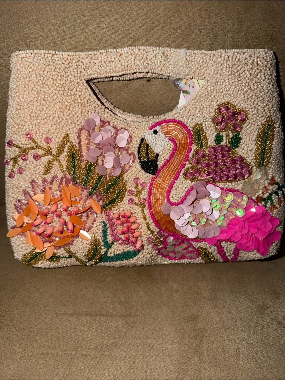 Embellished Pink Flamingo Beaded Clutch